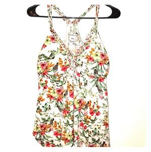 Floral Tank Top With Twisty Back